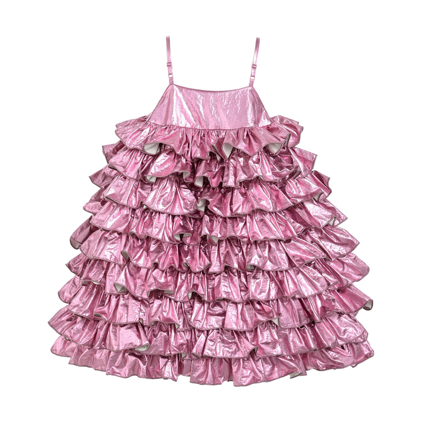 Pink Valeriane Tiered Ruffle Dress