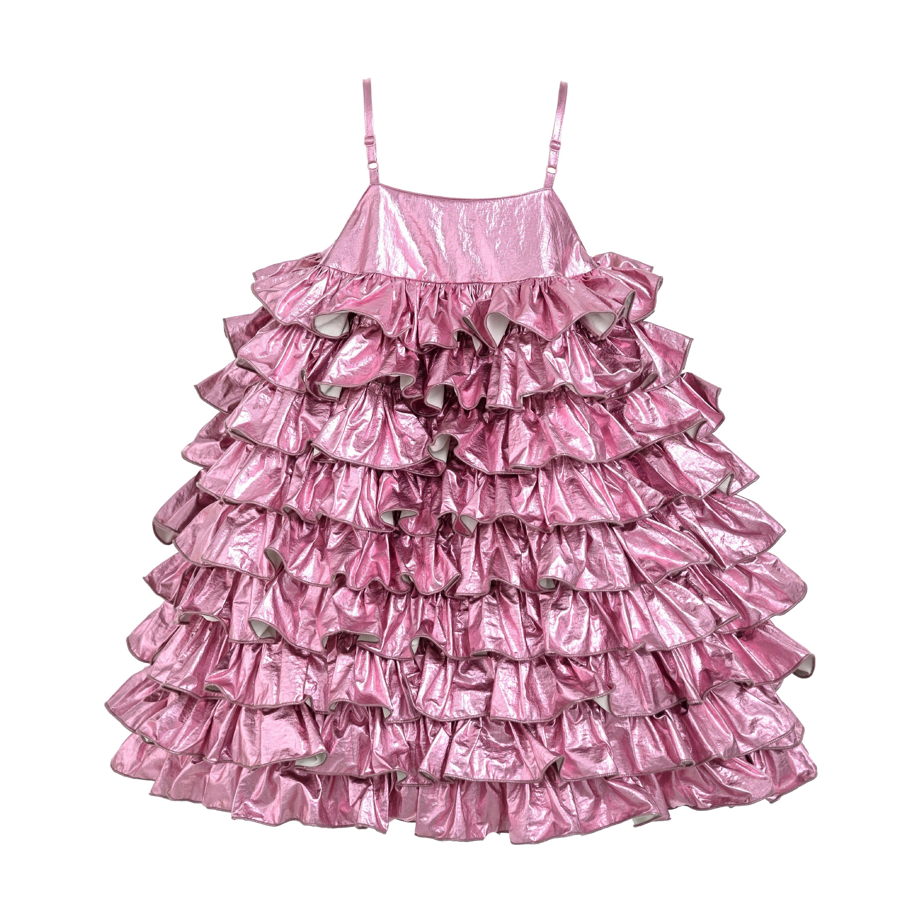 Pink Valeriane Tiered Ruffle Dress