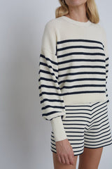 LEA STRIPE SHORT | IVORY + NAVY