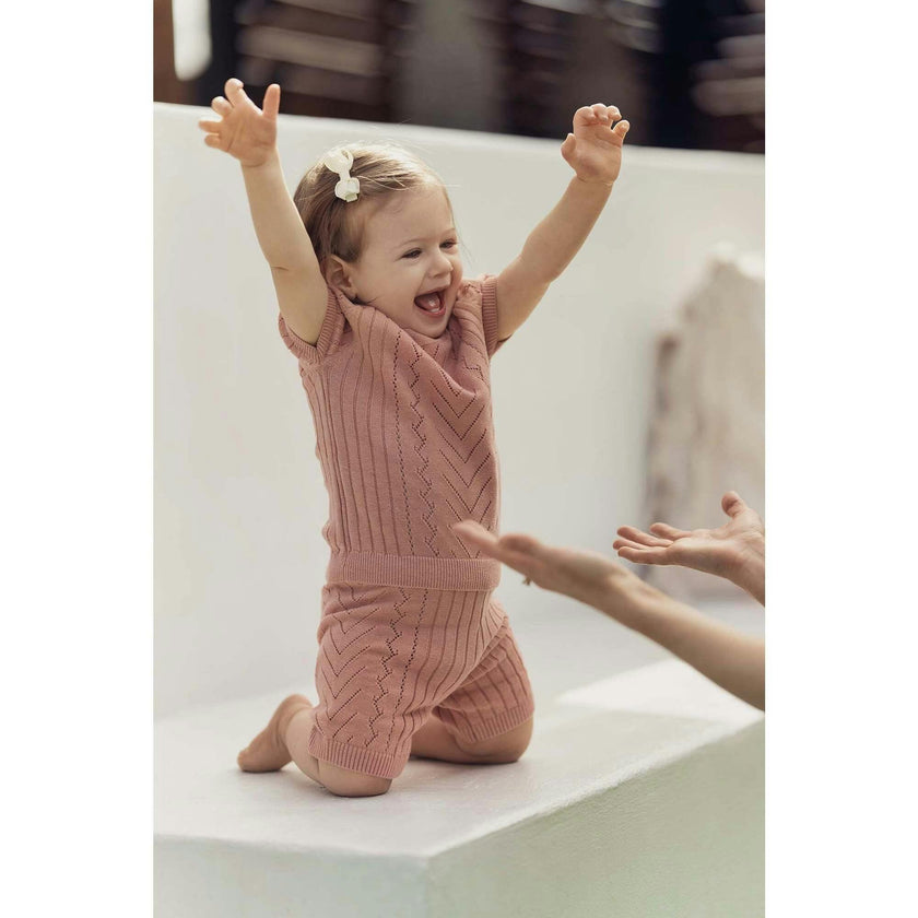 Girls Pretty Pointelle 2-Piece Top & Short Set