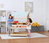 Cypress Wooden Market Stand – Pretend Play Shop for Kids with Storage