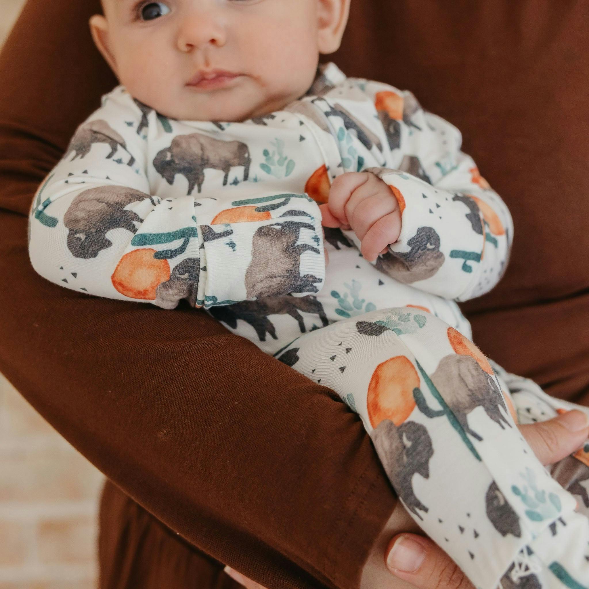 Convertible Zip-Up Footie Pajama - Bison
