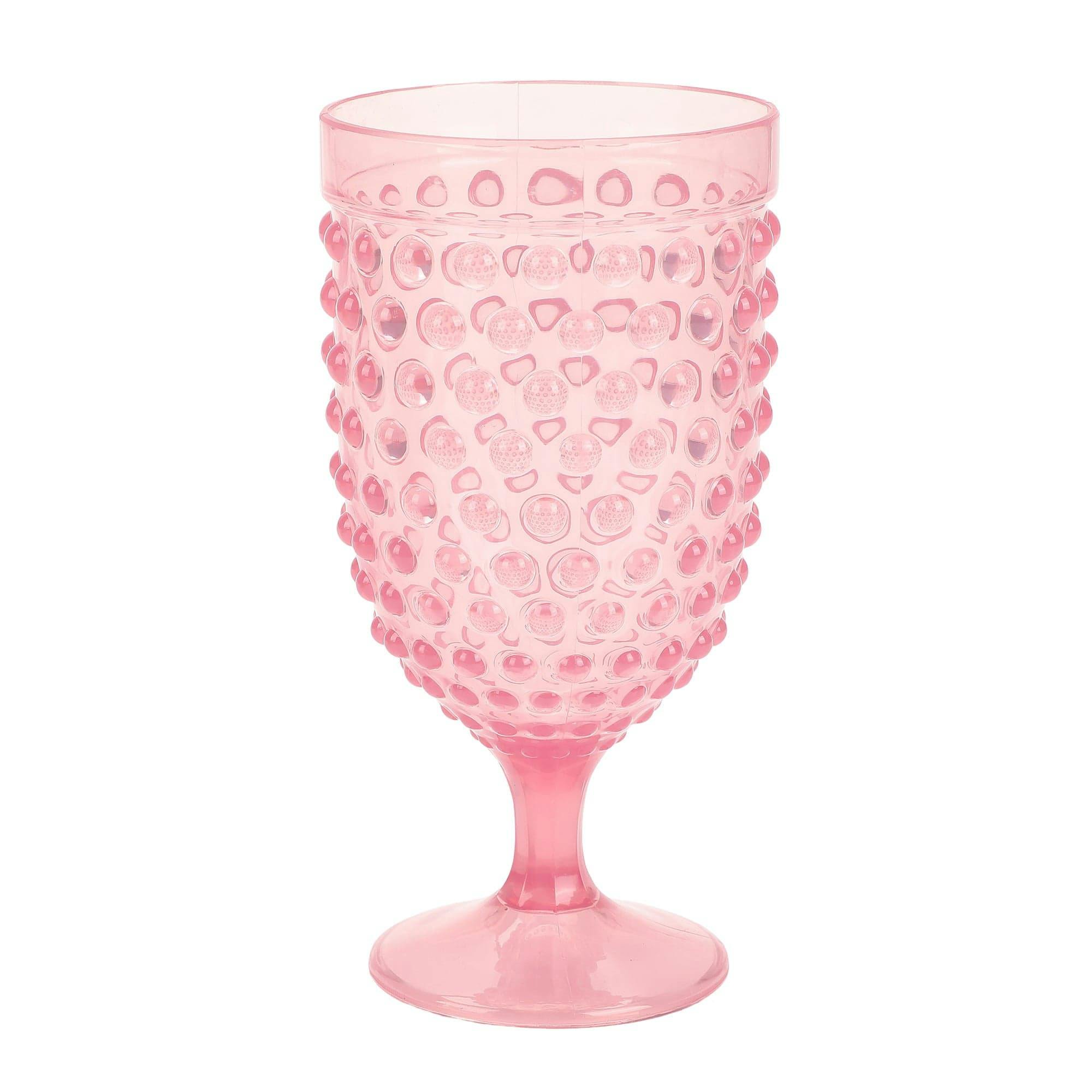 Packed Party Holiday Vintage-Style Plastic Goblets Set of 4 - 13-17 oz BPA-Free Reusable Cups in Pink Red and Green for Christmas Parties