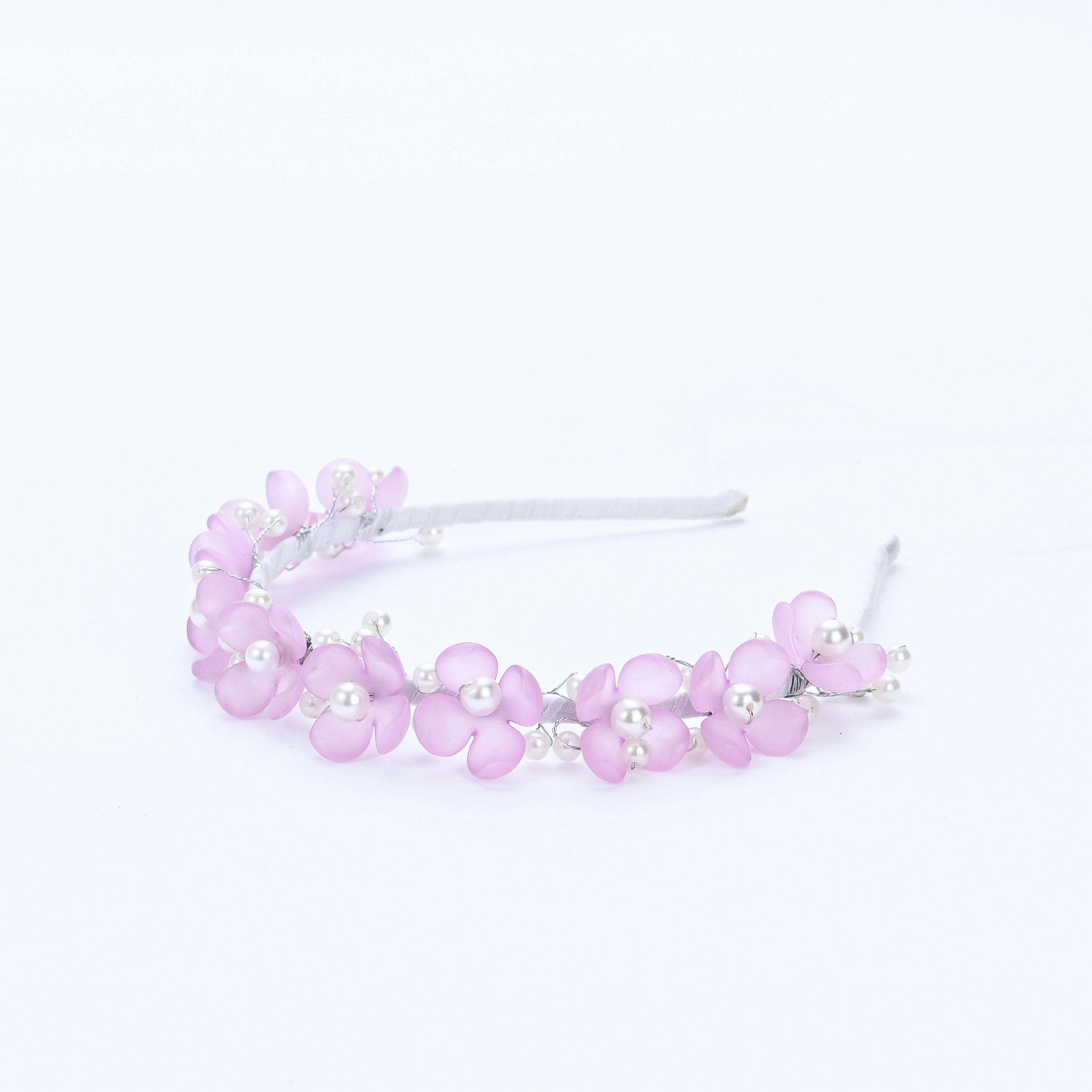 Purple Floral Pearl Headband
