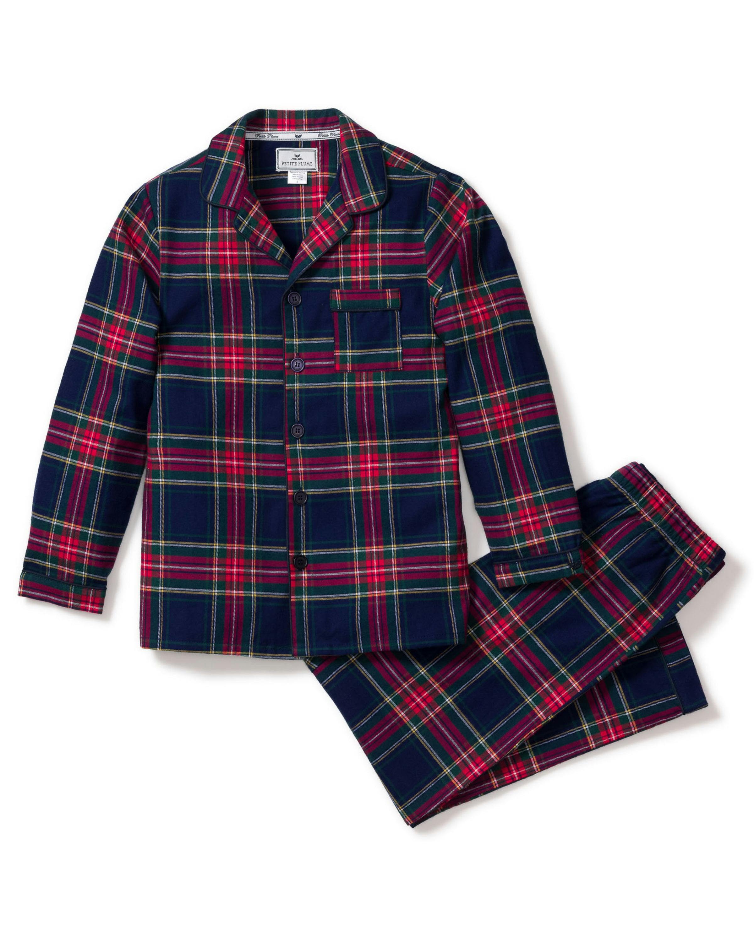 Kid's Brushed Twill Pajama Set in Windsor Tartan