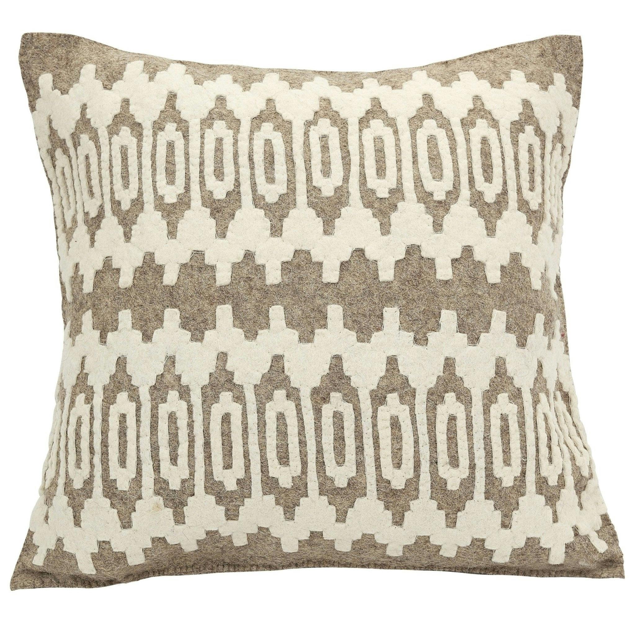 Hand Felted Wool Pillow - Scandinavian Design Gray - 20