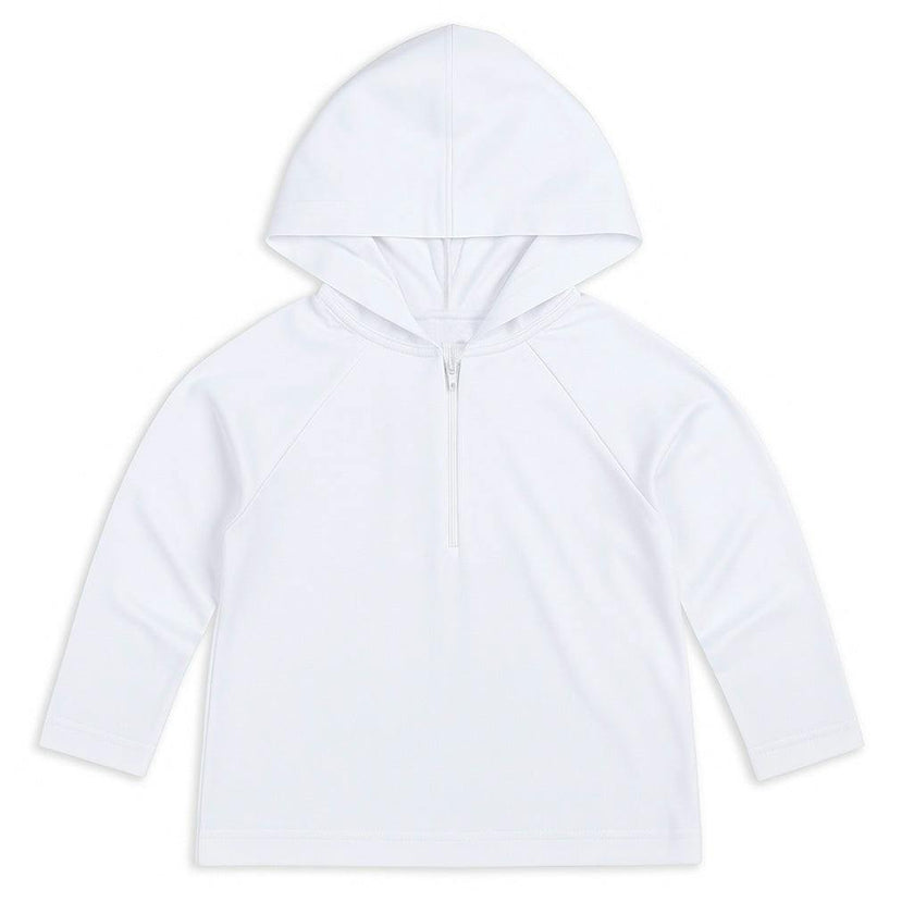 White Long Sleeve Rash Guard With Hood