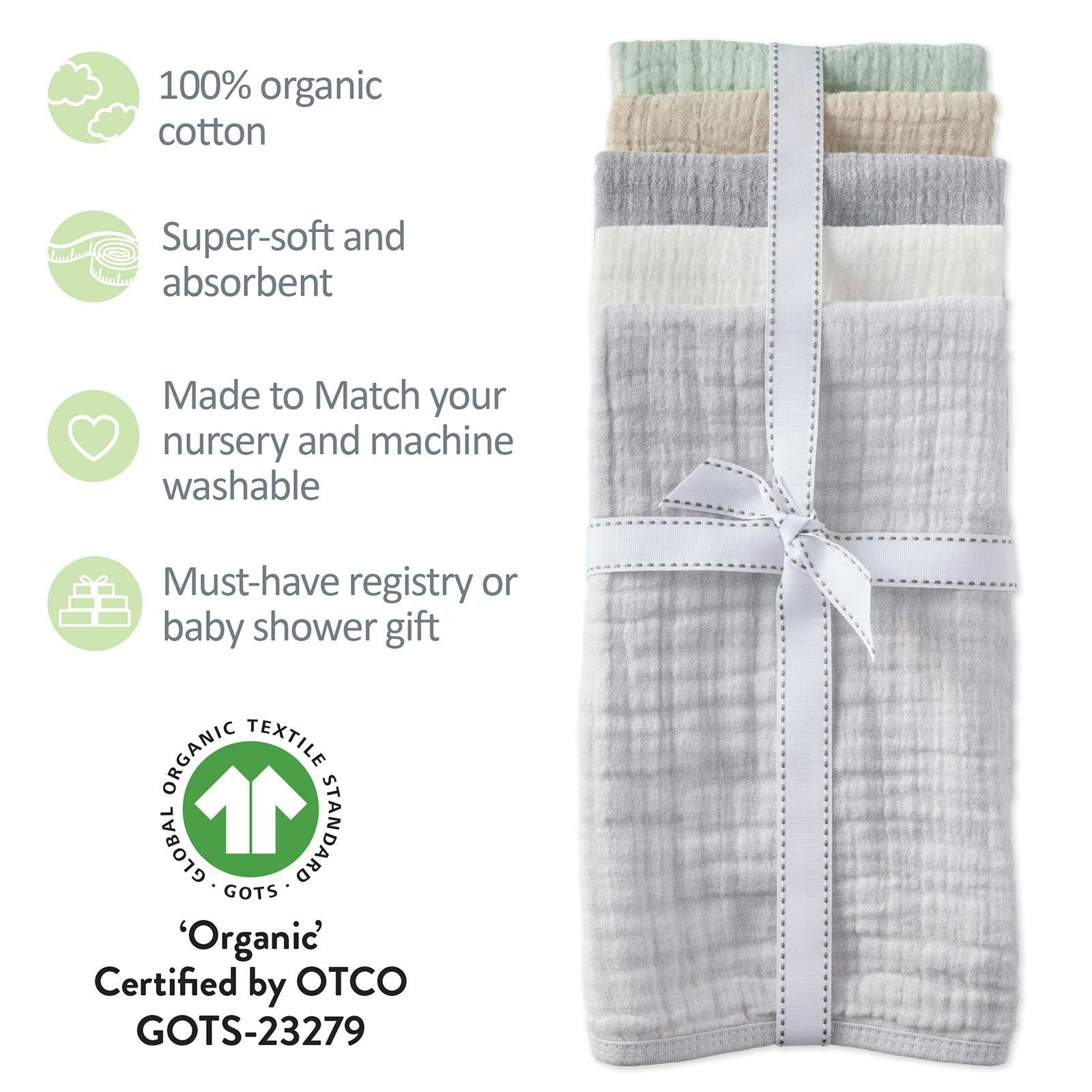 RILEY 5-Pack Crinkle Muslin Burp Cloths