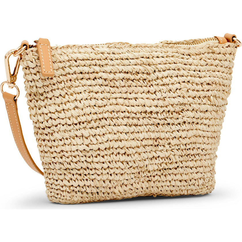 Women's Harley Leather Strap Small Woven Raffia Bag
