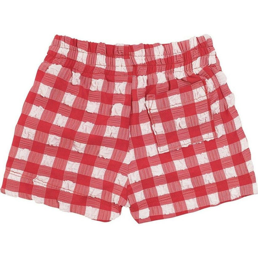 Red Gingham Mini Boardshort, Red