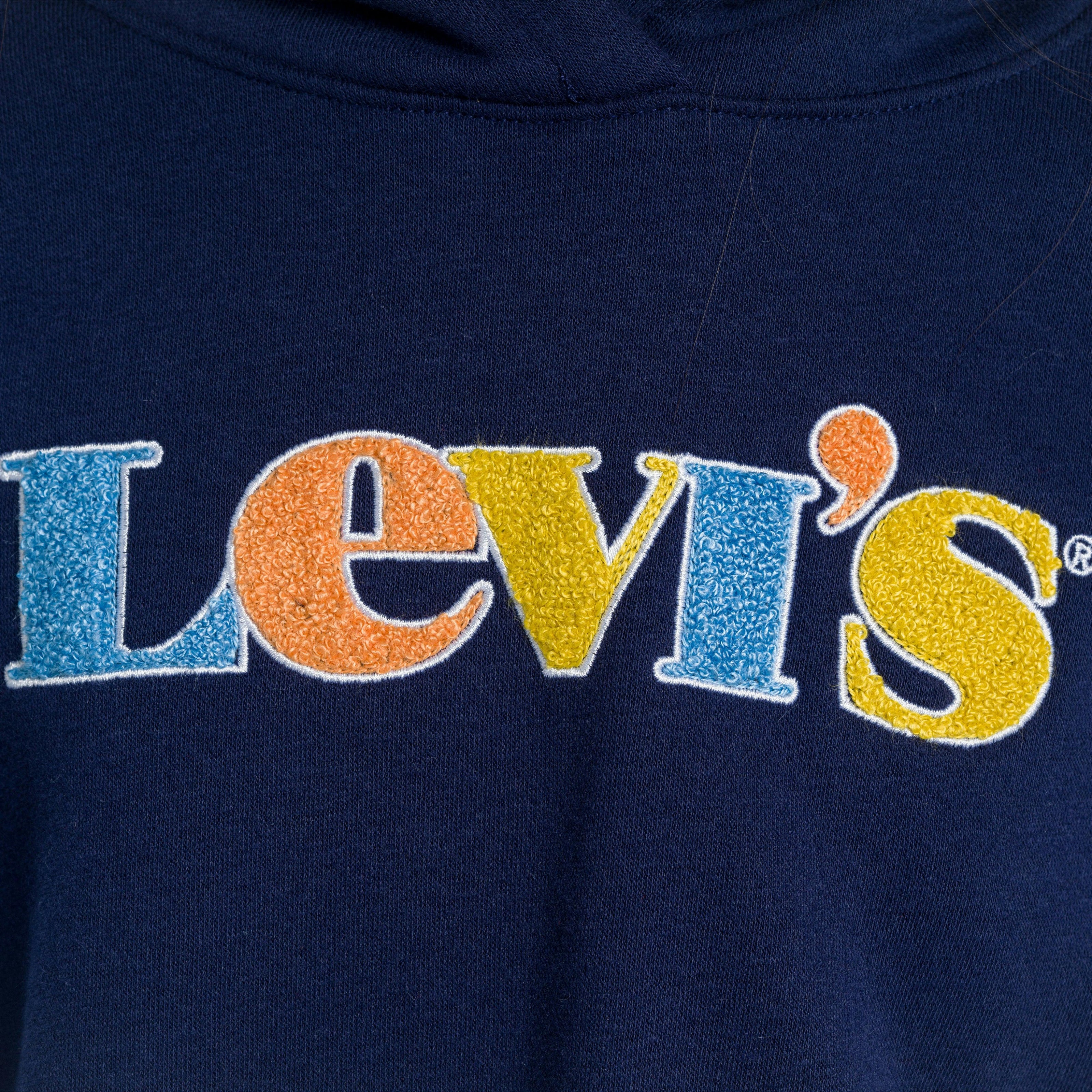 Navy Logo Print Hoodie