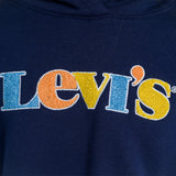 Navy Logo Print Hoodie