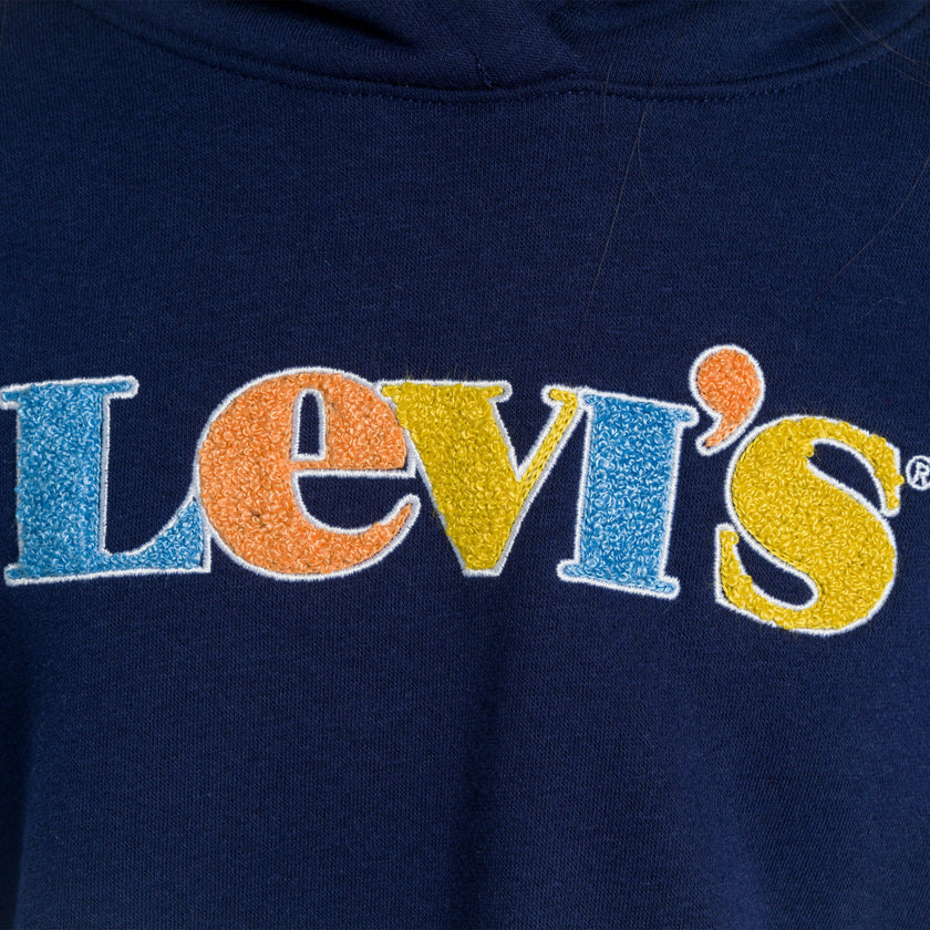 Navy Logo Print Hoodie