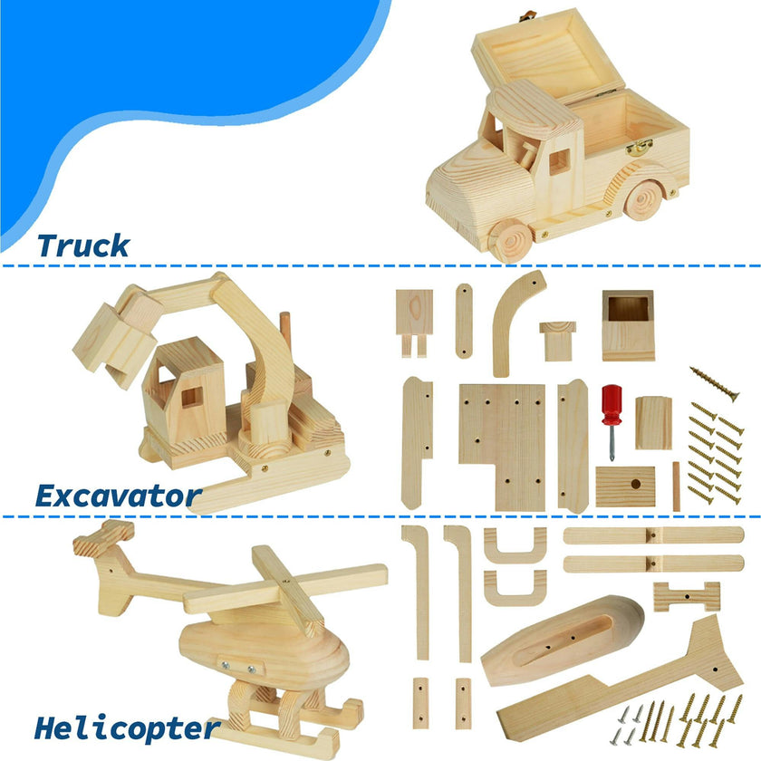 3-Piece Wood Building Toy Kit