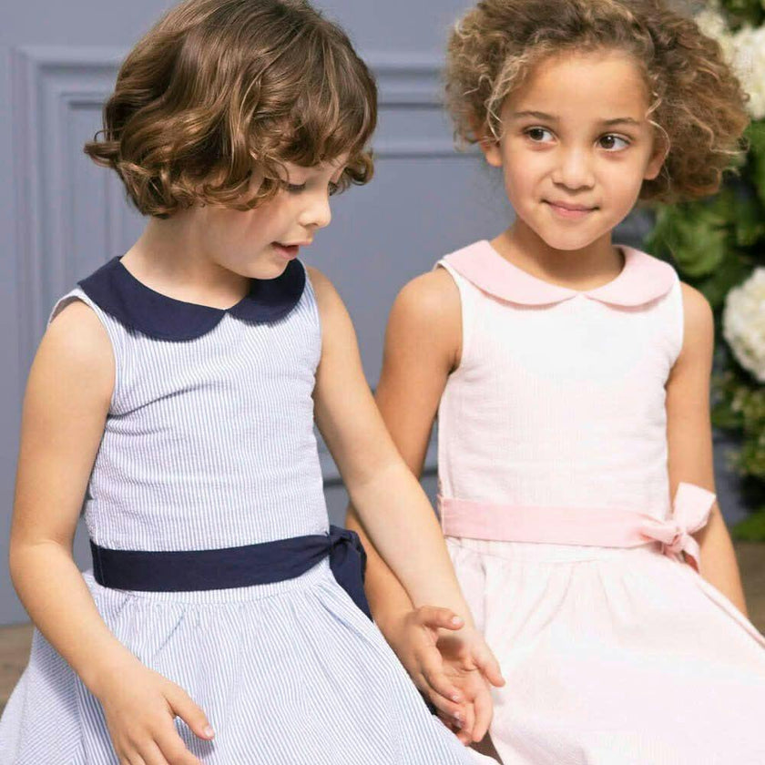 Organic Peter Pan Collar Seersucker Dress