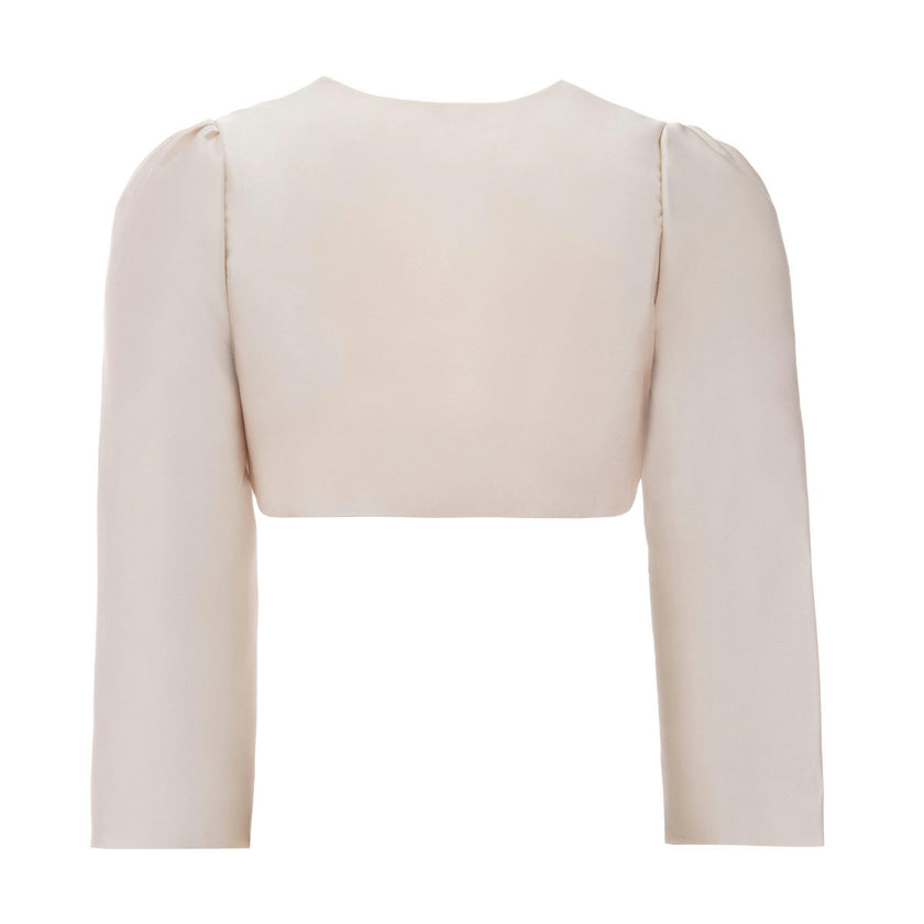 Champagne Cropped Satin Cardigan