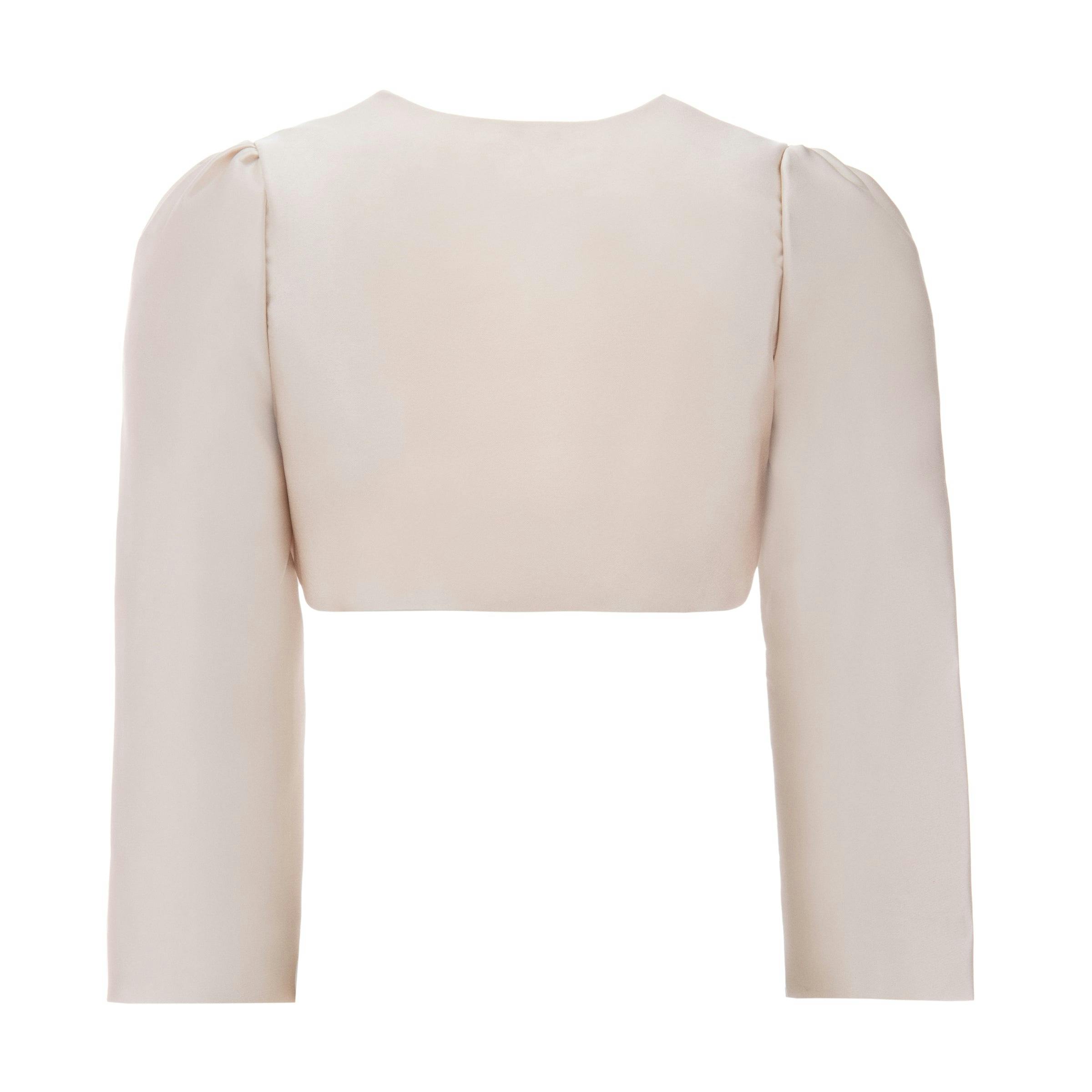 Champagne Cropped Satin Cardigan