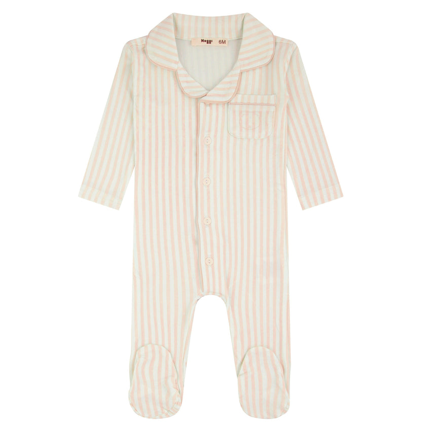 Striped Button Down Footie, Girls