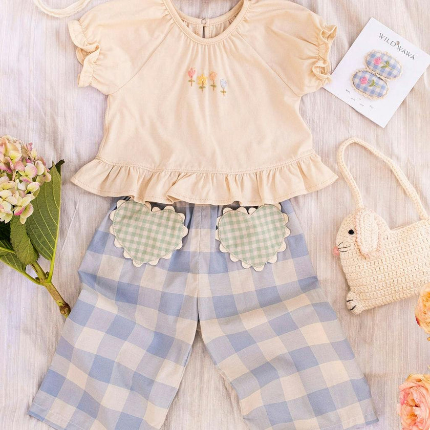 Crochet Clip Set in Blue Gingham