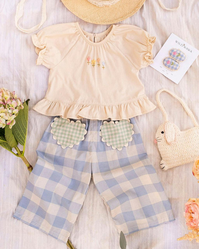 Crochet Clip Set in Blue Gingham