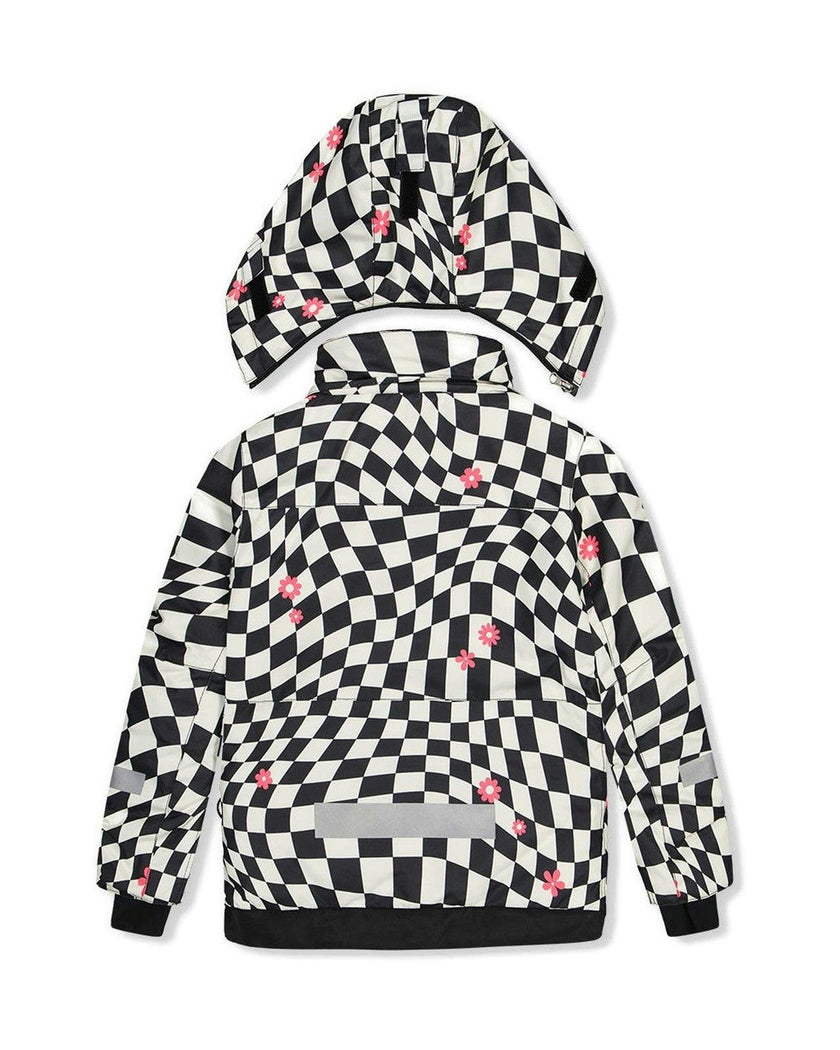 Two Piece Teknik Snowsuit White And Bright Pink Checkered Print
