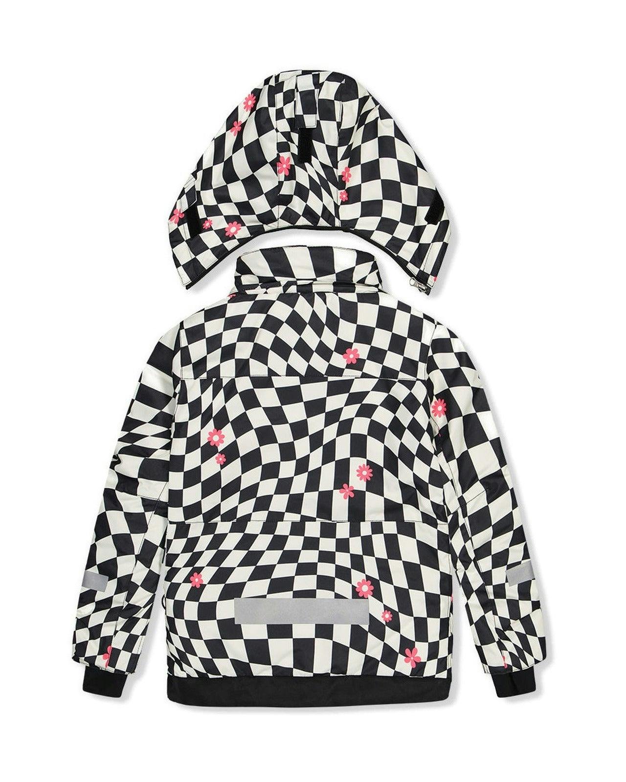 Two Piece Teknik Snowsuit White And Bright Pink Checkered Print