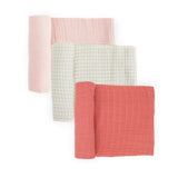 Cotton Muslin Swaddle Blanket 3 Pack - Light Pink