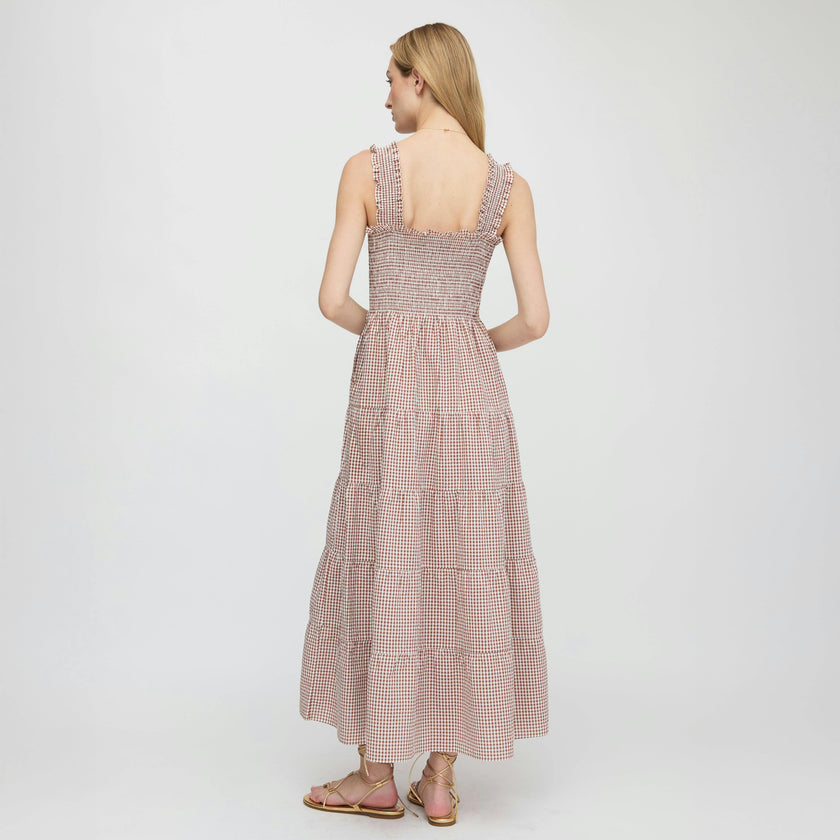 The Goldie Nap Dress - Cognac Gingham