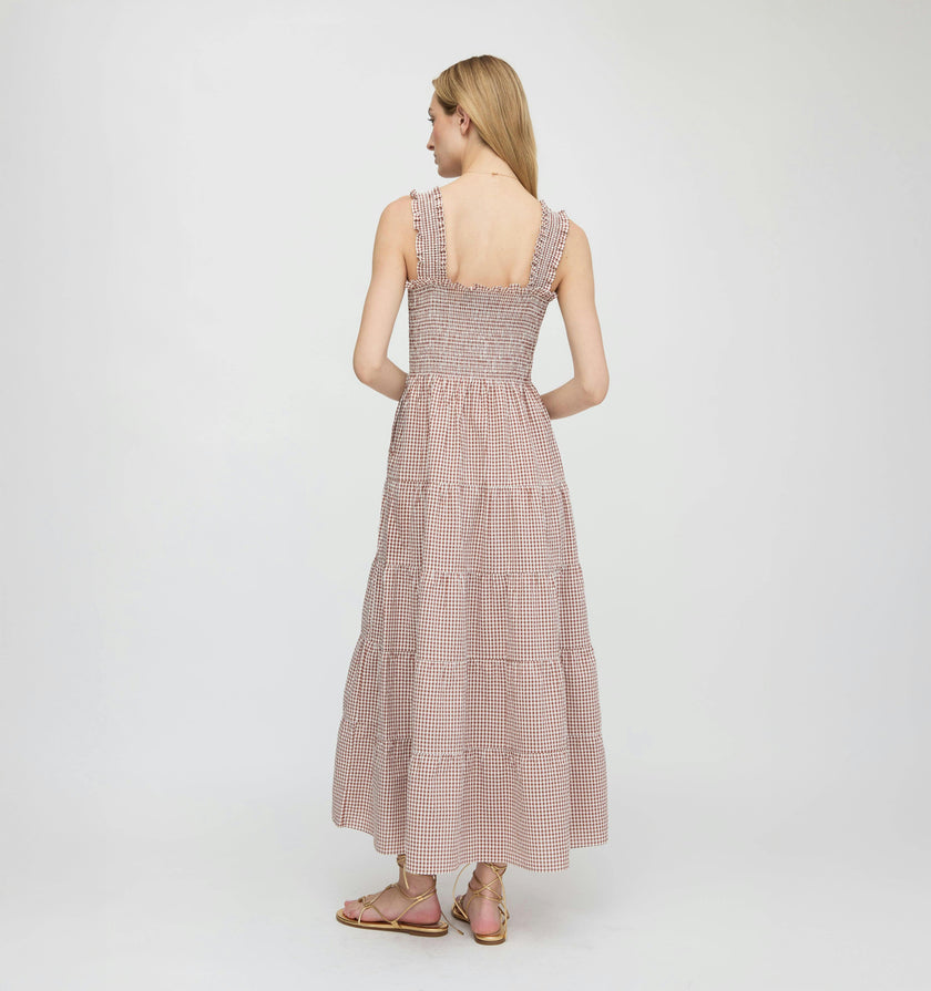 The Goldie Nap Dress - Cognac Gingham
