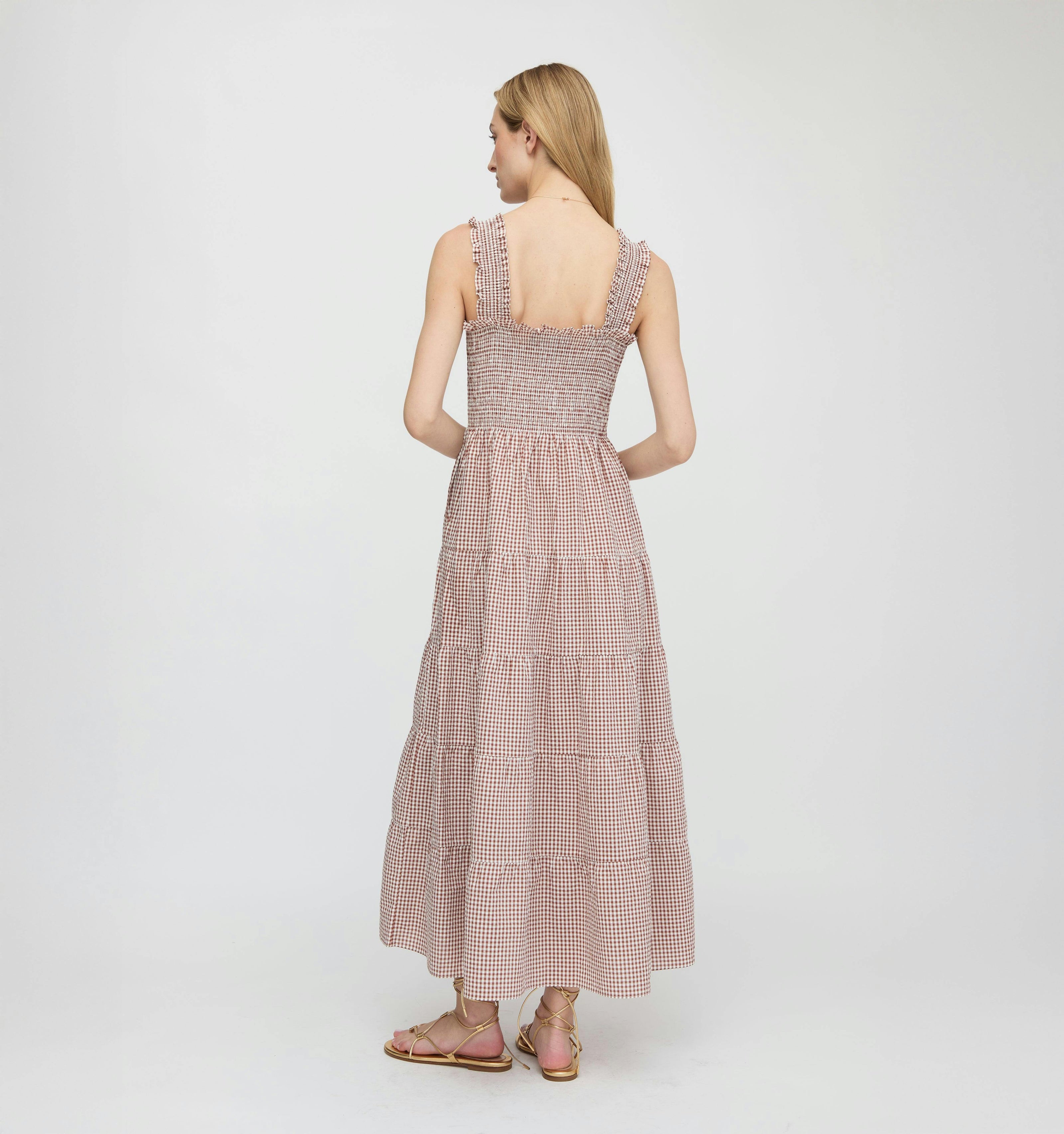 The Goldie Nap Dress | Cognac Gingham / S