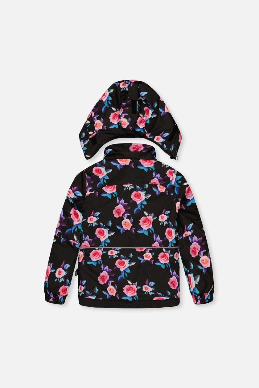 Two Piece Play Snowsuit Black Rose Print