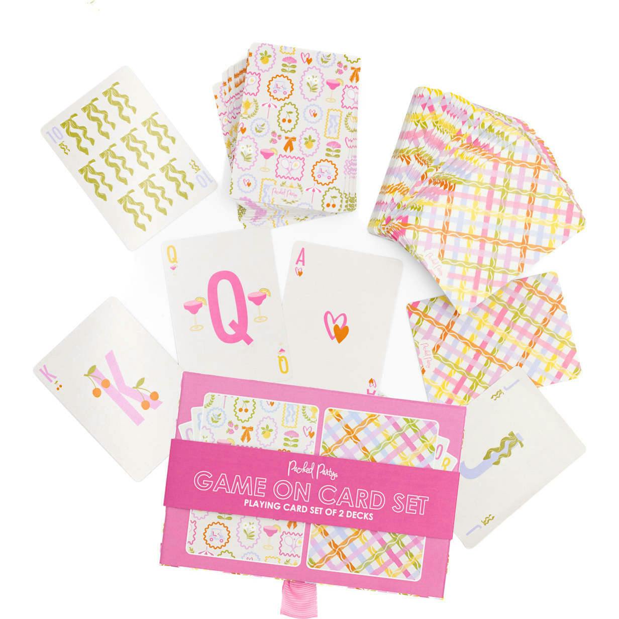 Packed Party Game On Playing Card Set of 2 Decks - Country Club Plaid Design Card Decks for Game Nights, Travel, and Outdoor Entertaining, 3.5x2.43 Inch