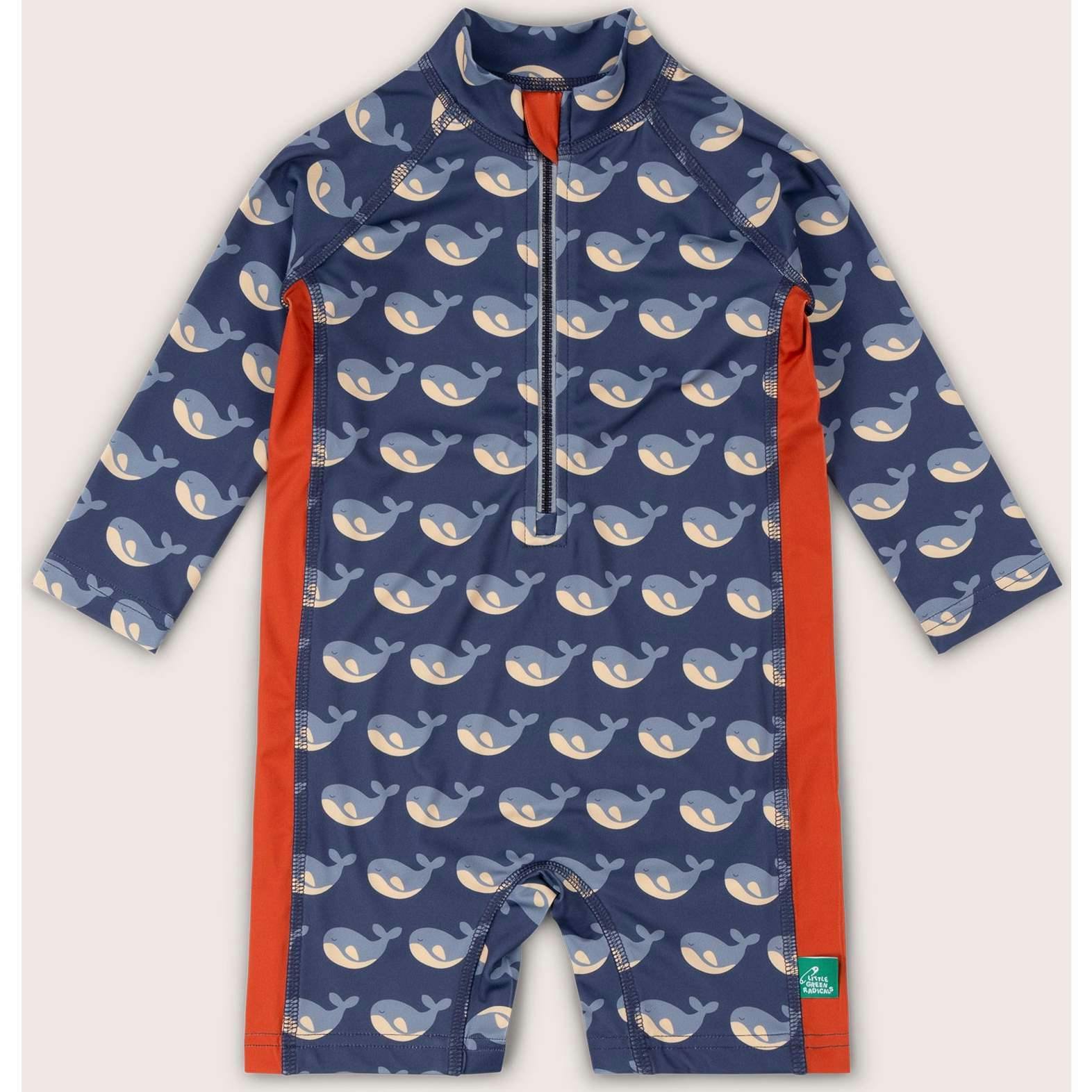 Singing Whales UPF 50 Recycled Sunsafe Sunsuit, Blue