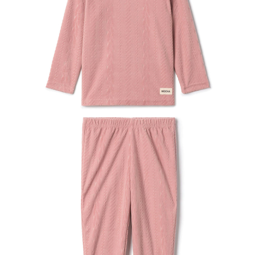 Cable Textured Velour Set Maple