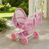 Olivia's Little World Baby Doll Glitter Pink Pram with Cover