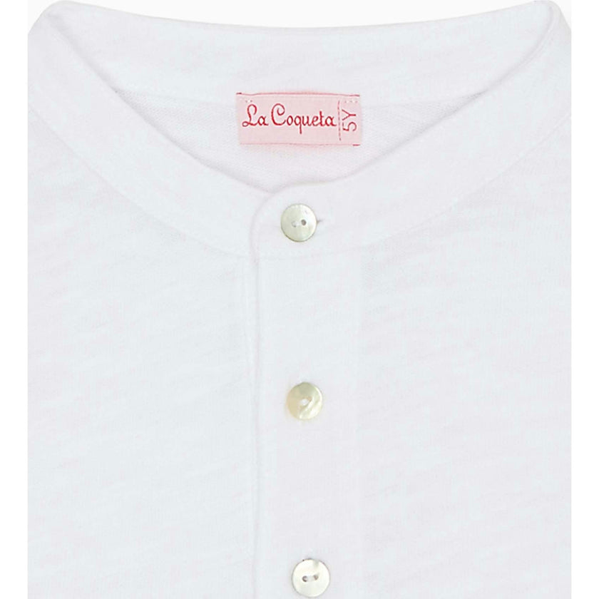 White Marco Boy Long Sleeve Polo Shirt
