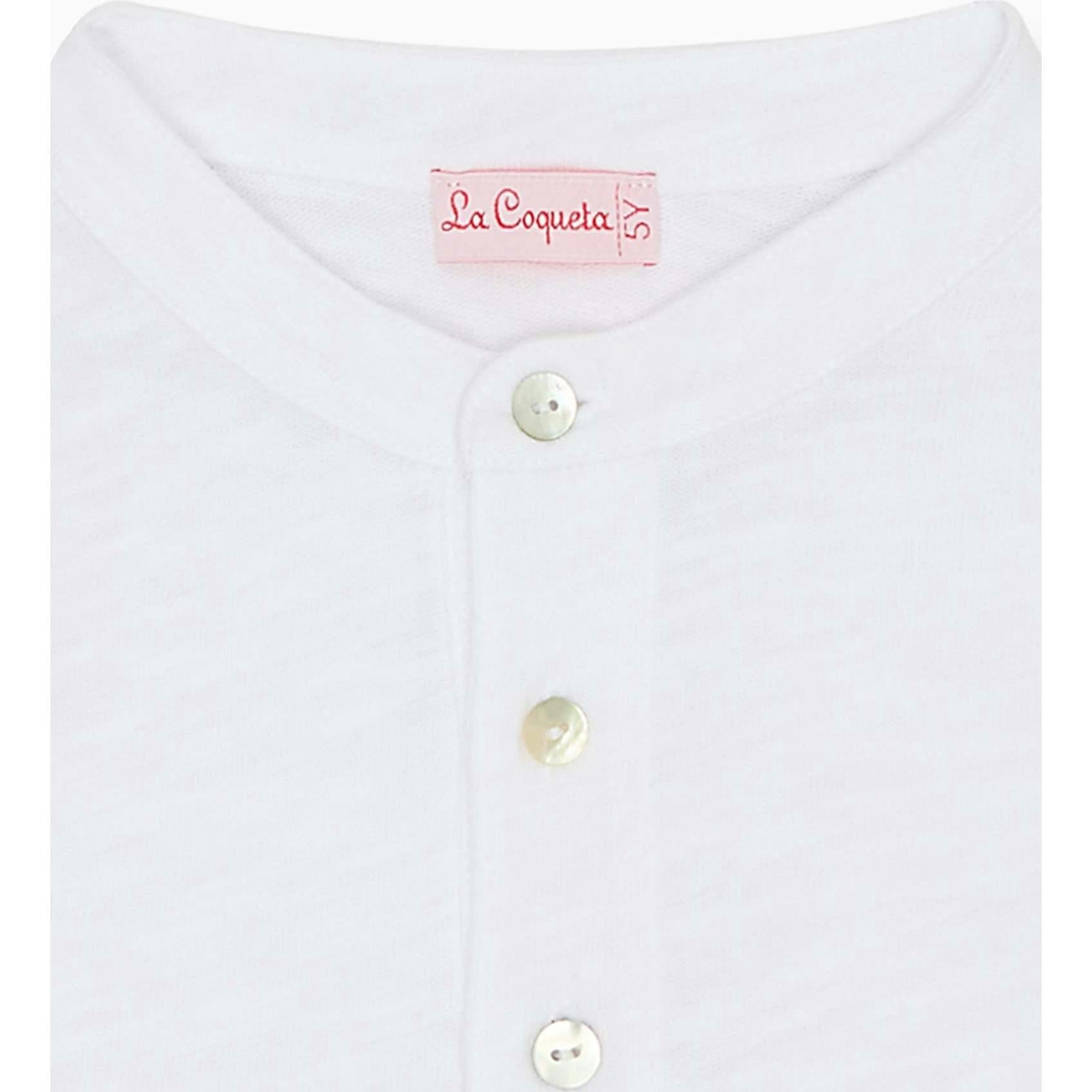 White Marco Boy Long Sleeve Polo Shirt