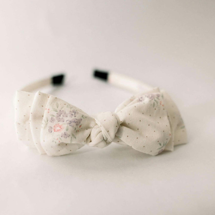 Three Little Bows Headband | Petite Meadow Dots
