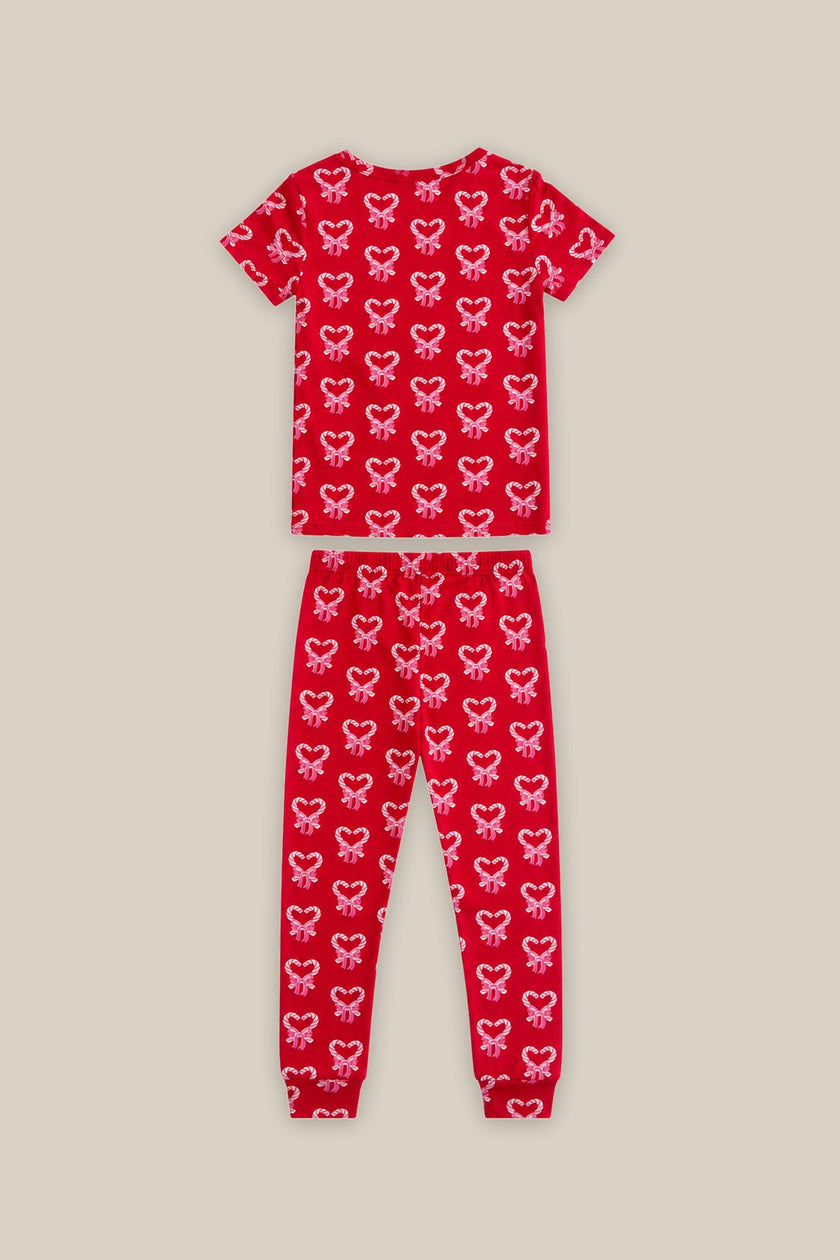Mini Kali Pajama Set in Poinsettia Candy Canes