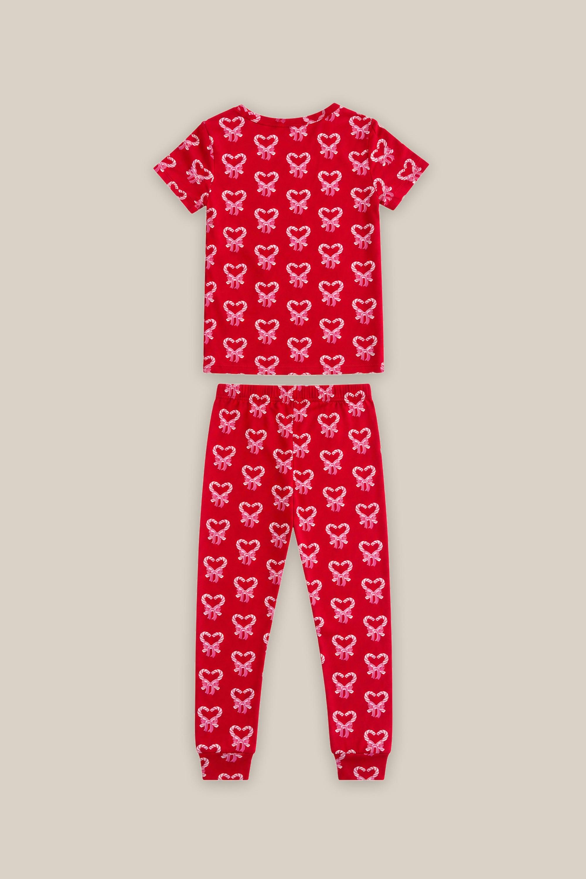 Mini Kali Pajama Set in Poinsettia Candy Canes