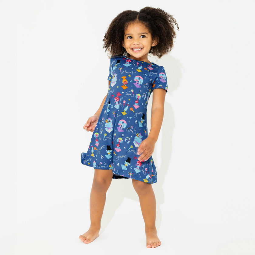 Trolls Music Valentine's Bamboo Girls' Short Sleeve Dress