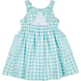 Gingham Linen-Look Dress With Flowers