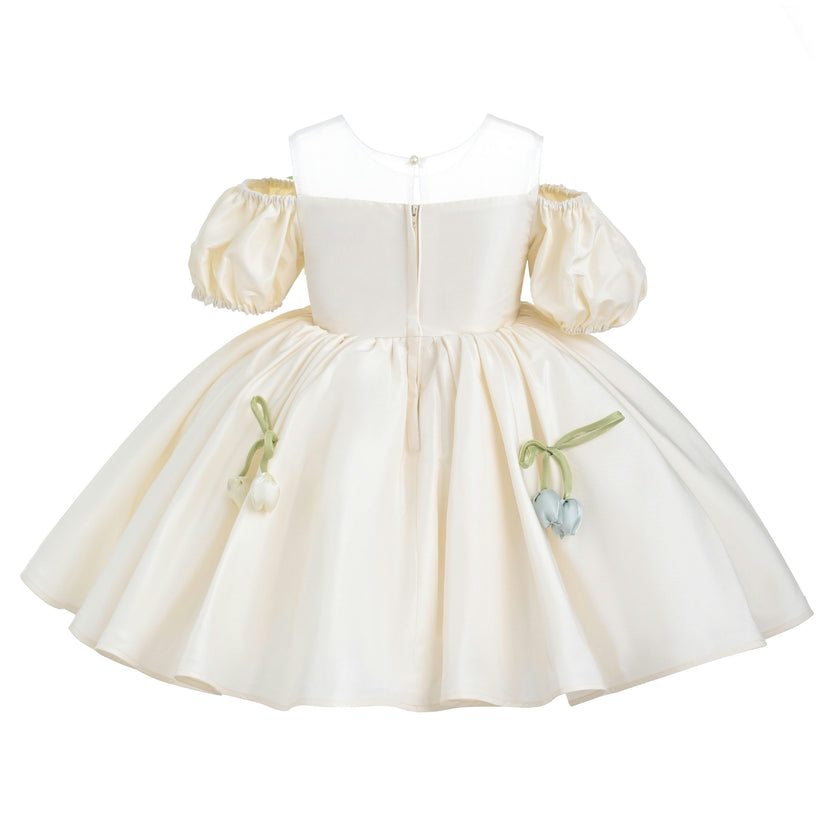Ivory Zafira Puff-Sleeve Occasion Dress