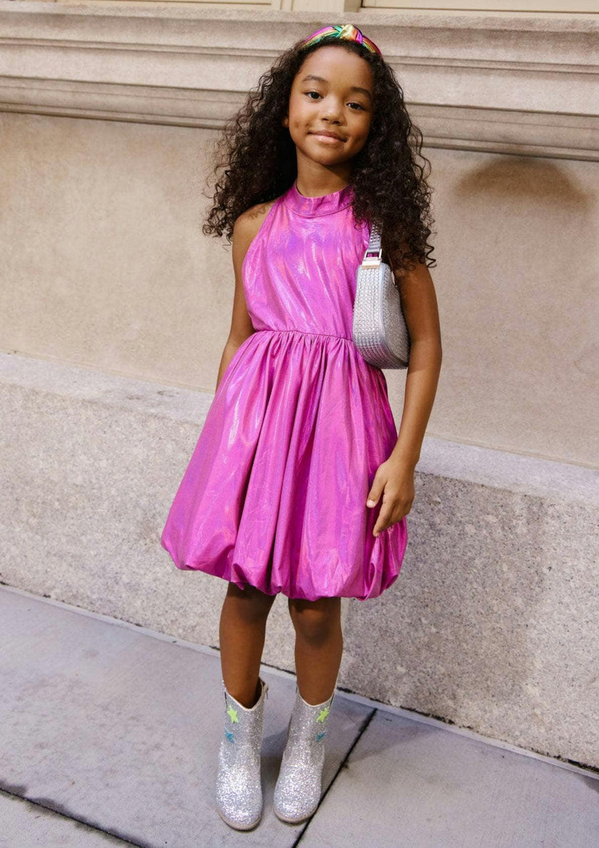 Metallic Bow Bubble Dress