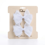 Pure White Bow Hair Clip Set