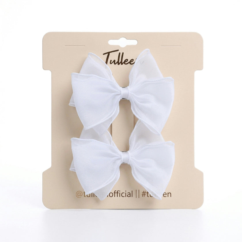 Pure White Bow Hair Clip Set