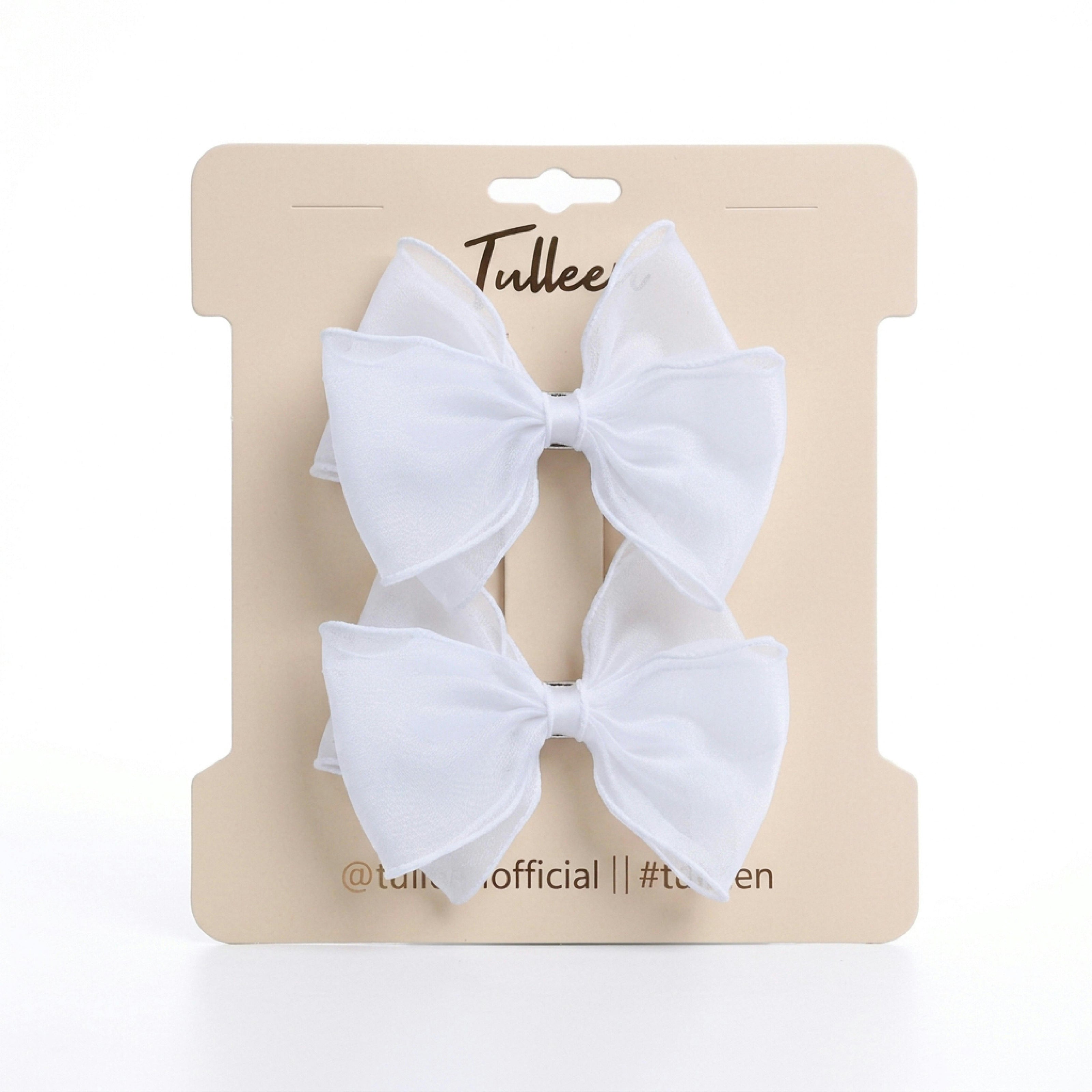 Pure White Bow Hair Clip Set