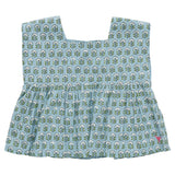 Girls Kamari Top - Blue Prairie Block Print