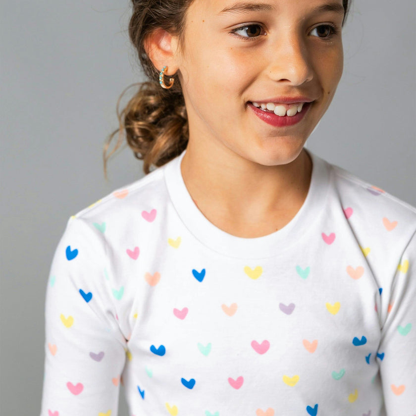 The Organic Long Sleeve Pajama Set [Rainbow Hearts]