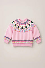 Mini Melody Sweater in Marzipan Pink Fair Isle